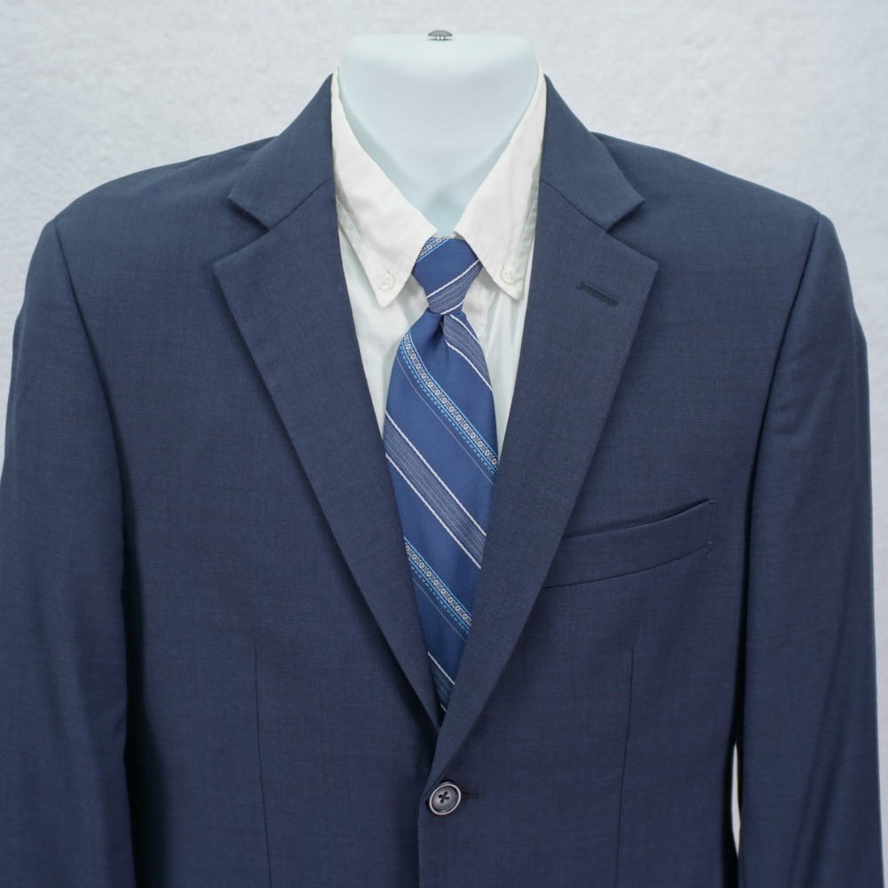 Pronto Uomo Platinum Wool Blue Sharkskin 2 Button Blazer 34S Tagged 36S